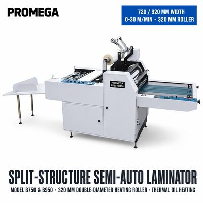 Mesin Laminating Film Pra-pelapisan semi-otomatis dengan Kecepatan 30m/mnt Lebar Maks 920mm Berat 1800kg